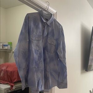 Bugatchi Men's Light Blue Striped Shirt Jacket